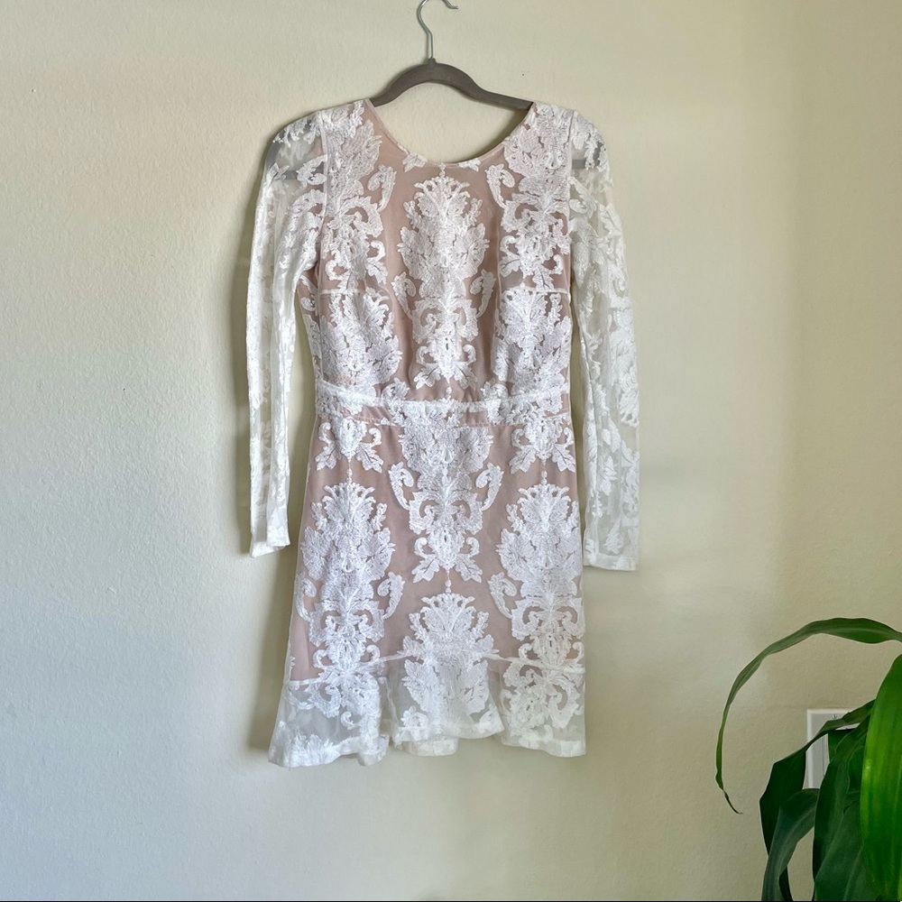 For Love and Lemons White Long Sleeve San Marcos Mini Dress